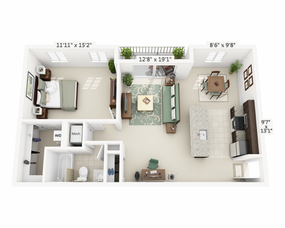Floor Plan - One Bedroom A1B