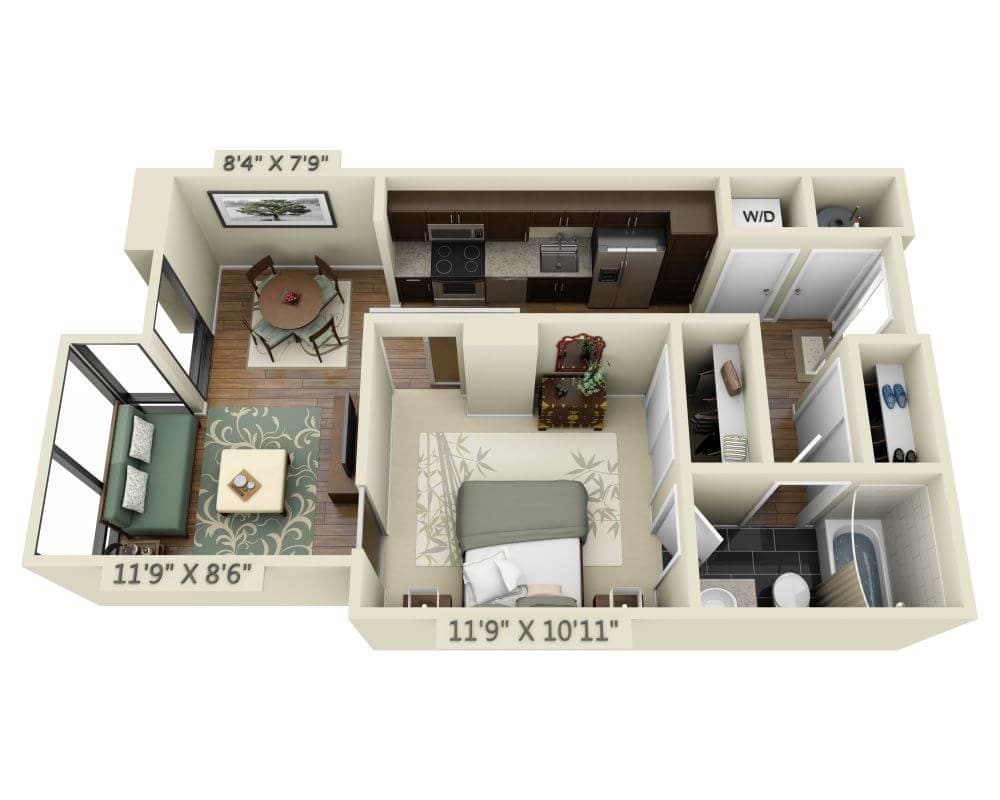 Floor Plan - One Bedroom A1B