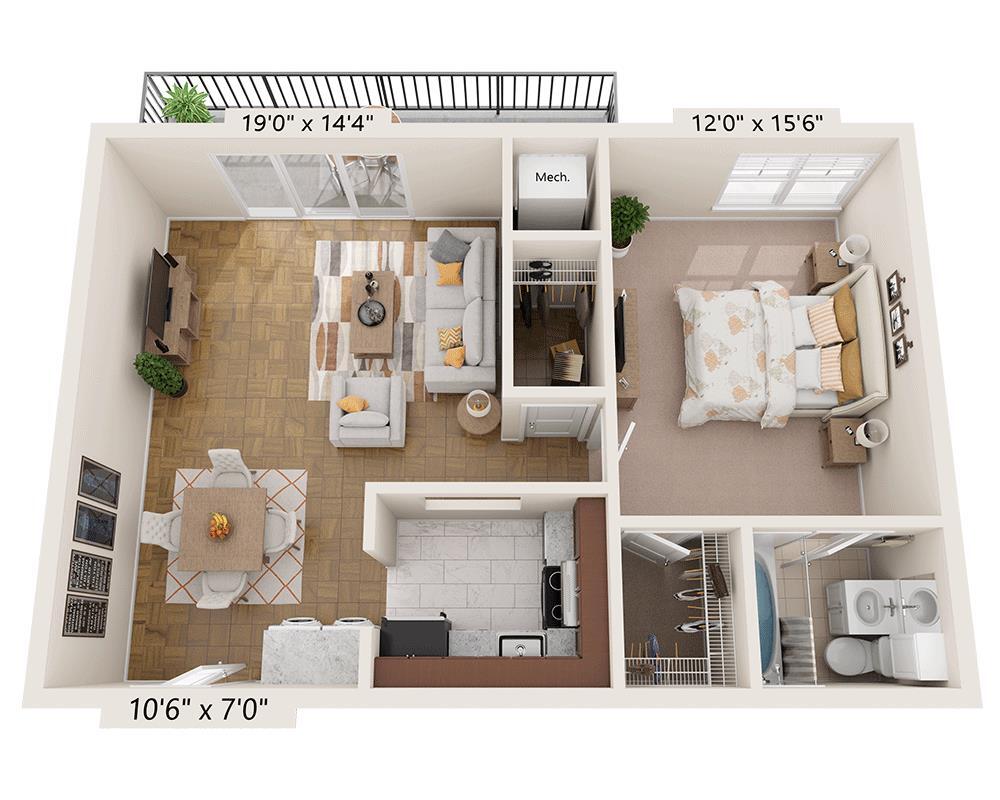 Floor Plan - One Bedroom A1C