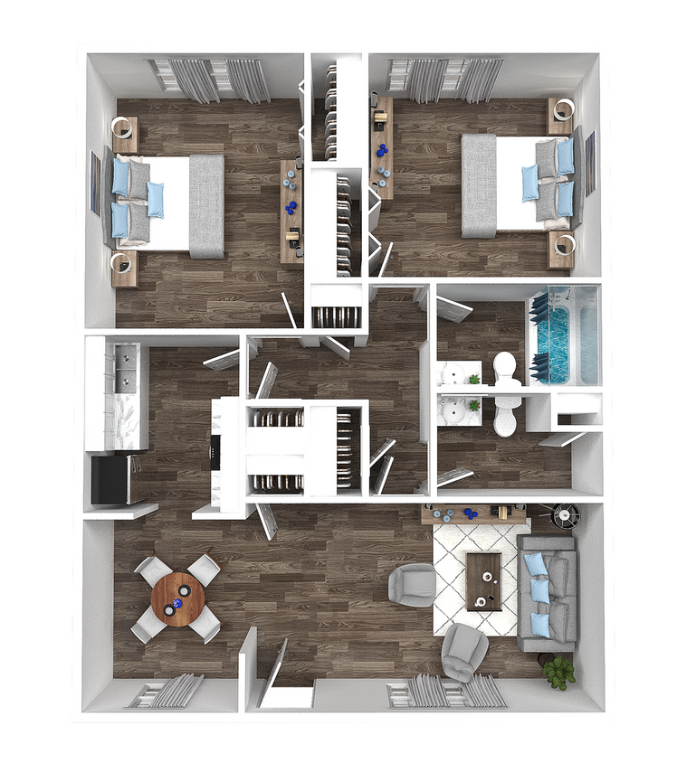 2 Bedroom 1.5 Bathroom Floorplan - 2 Bedroom 1.5 Bath