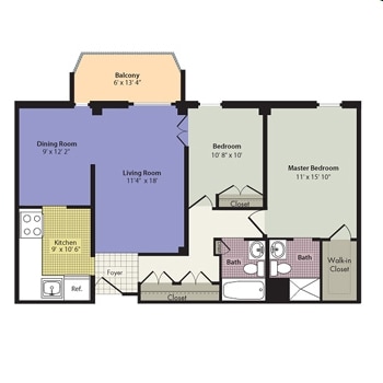 2 Bedroom ( B1) - Two Bed One Bath
