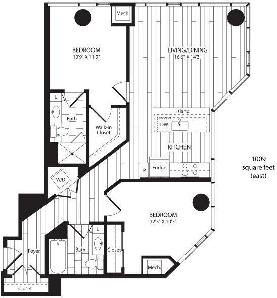2X2 East View -  Two Bedroom | 1009