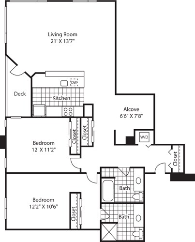 Floor Plan - 2 Bed 1106-1606