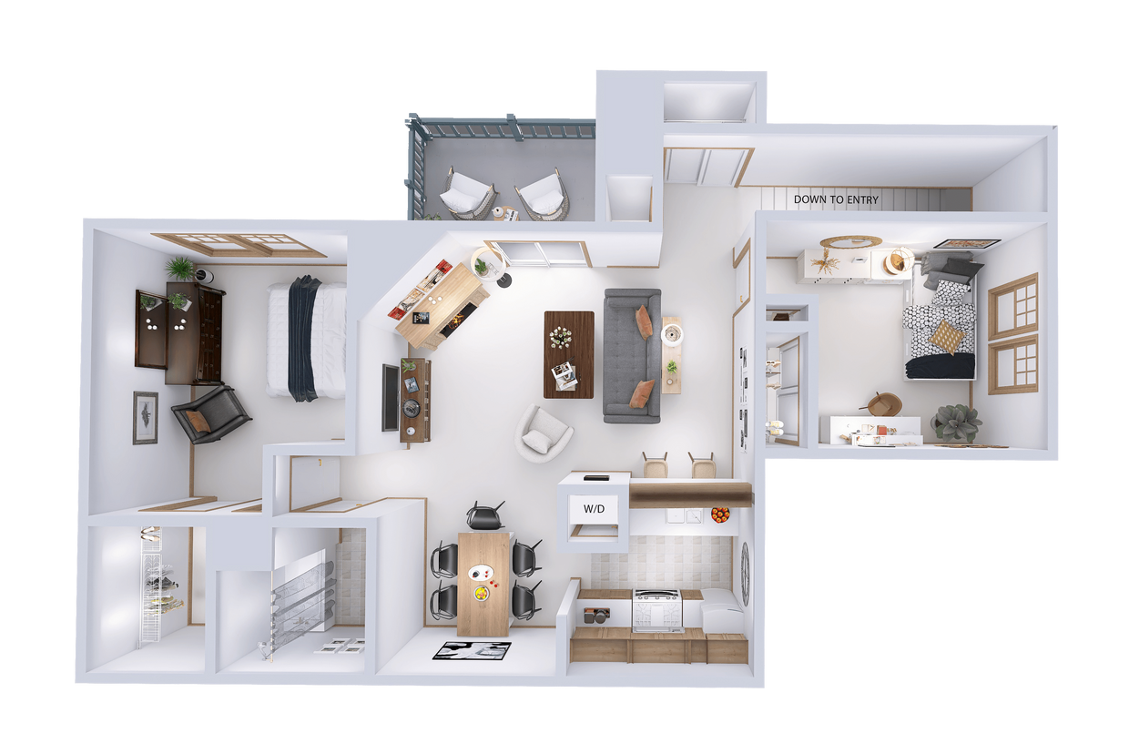 Floor Plan - 2 Bed, 1 Bath Upper (B)