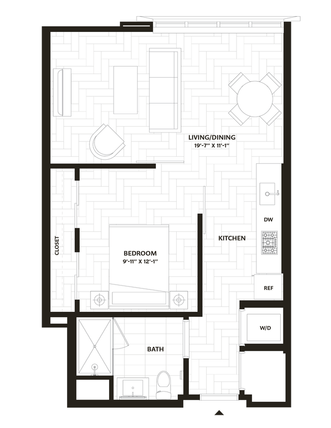 Floor Plan - 1 Bed/1 Bath-A6