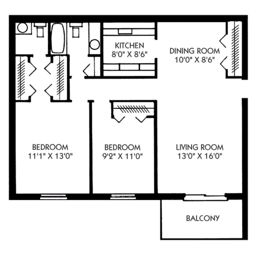 2 Bedroom, 1.5 Bath (884 sqft.) - 2 Bedroom, 1.5 Bath (884 sqft.)