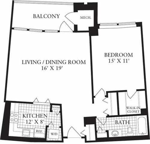 Floor Plan - 1 Bedroom M