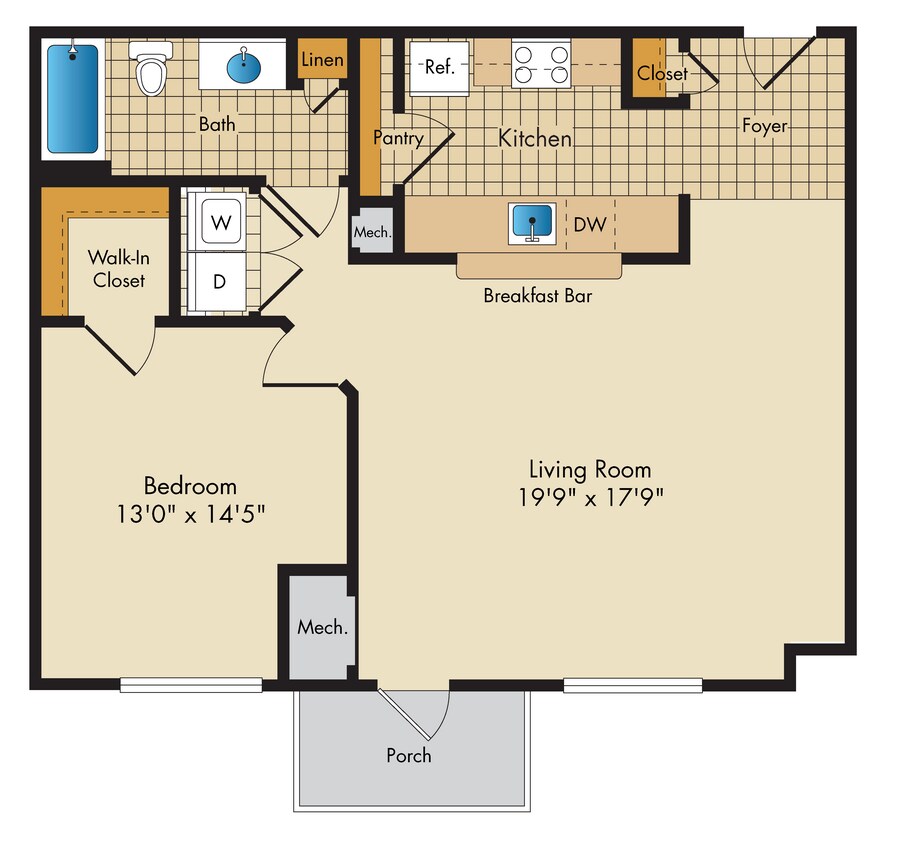 Floor Plan - 1 Bed/1 Bath