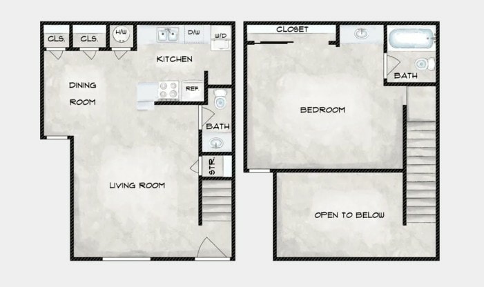 Floor Plan - One Bedroom Loft/One Bath