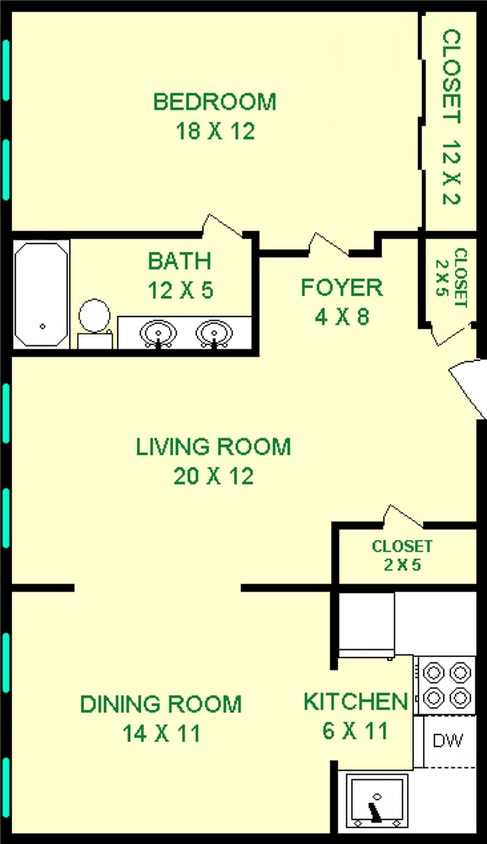 West End One Bedroom Floorplan - West End
