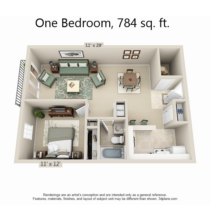 1BR/1BA - 1 Bed - 1 Bath