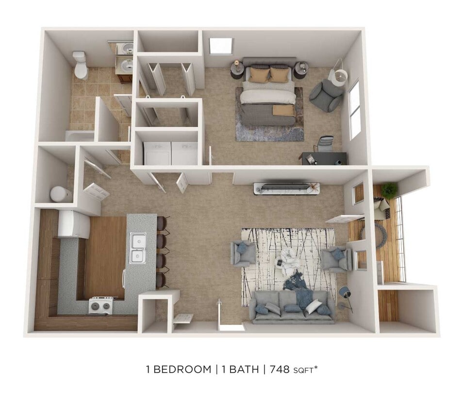 Floor Plan - One Bedroom - 784 sqft