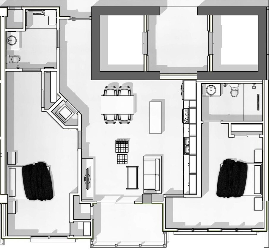 Floor Plan - 2 Bedroom 2 Bathroom  (Type D)