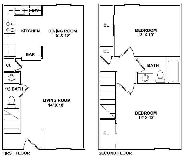 2BR/1.5BA - 2 bed 1.5 bath 925 sq. ft.
