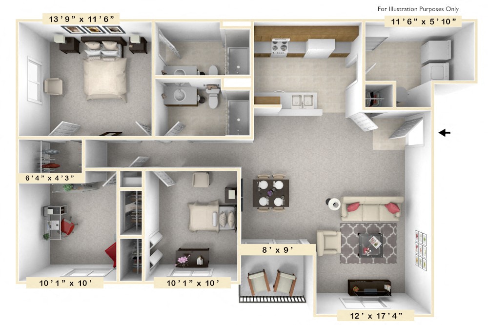 Floor Plan - The Admiral 3 BR 2 BA
