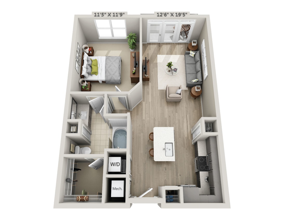 Floor Plan - B3 1 Bedroom 1 Bath