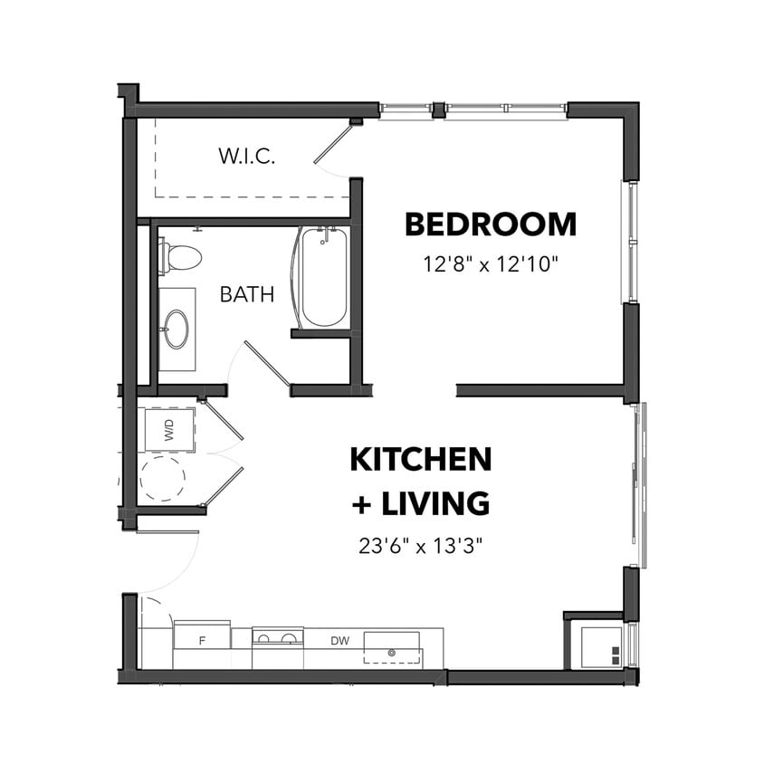 Floor Plan - The One Bedroom 1 (Blue)