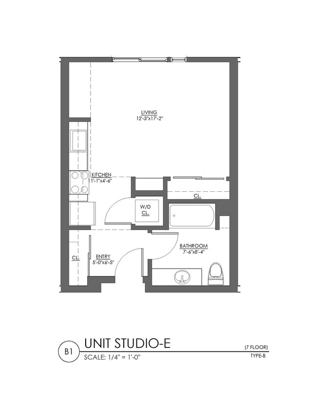 Floor Plan - Studio - 450 sqft