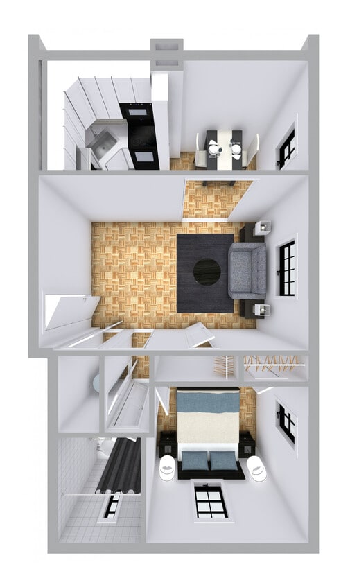 Floor Plan - 1 Bed 1 bath