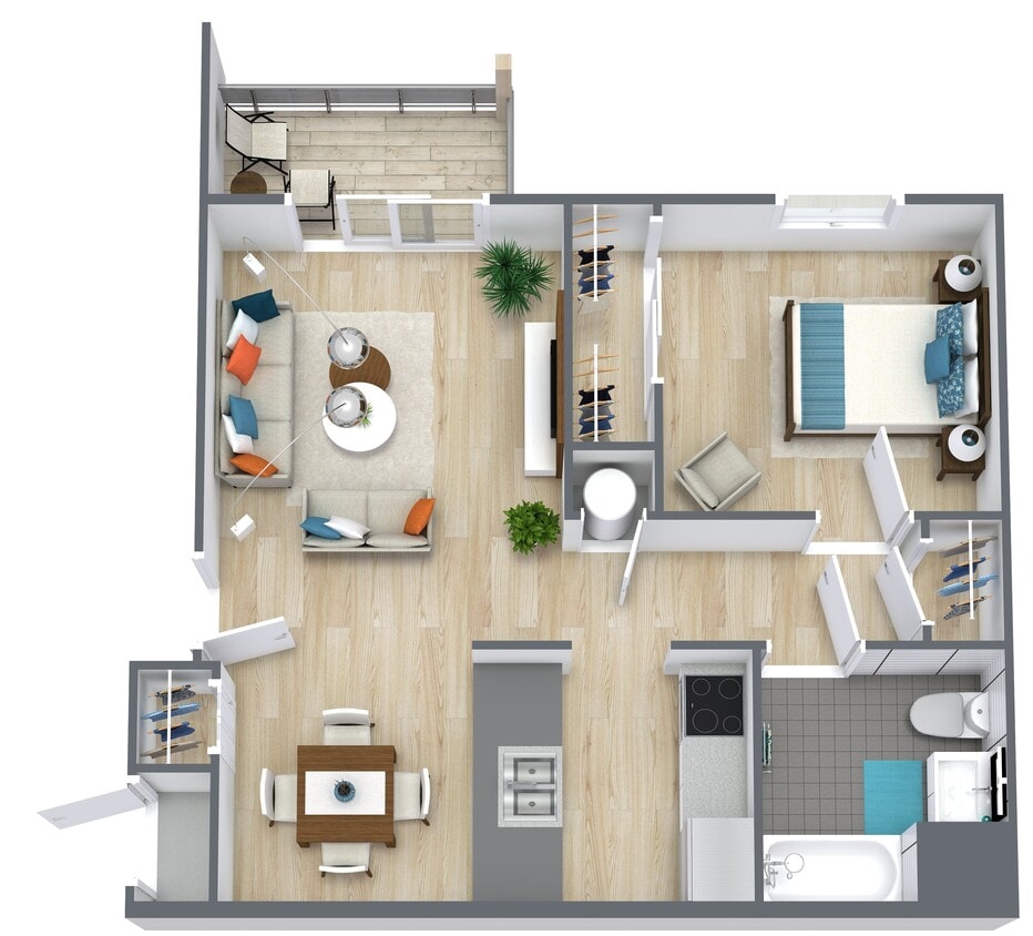 Floor Plan - 1 Bedroom - 1 Bath