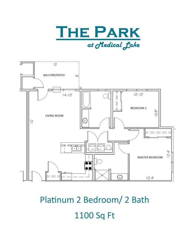 Floor Plan - 2 Bedroom 2 Bathroom Platinum