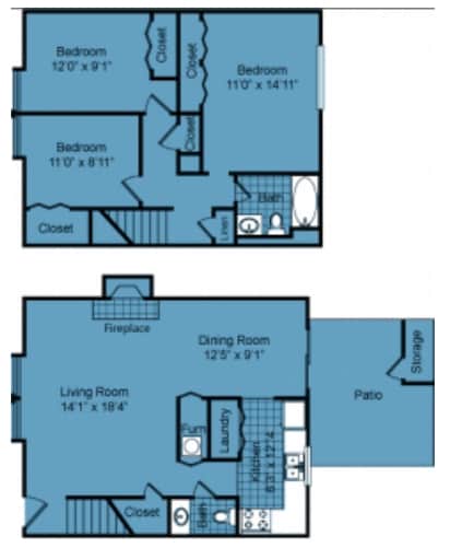 3BR/1.5BA - 2 bed 1.5 bathTH reno wb2x1.5r-Sycamore