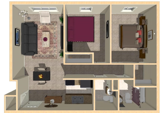 Floor Plan - Two Bed One and a Half Bath