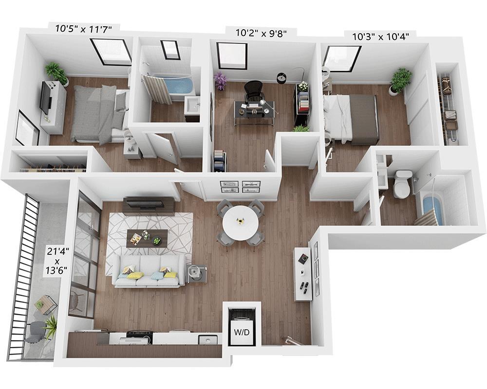 Floor Plan - Two Bedroom Den B2BD