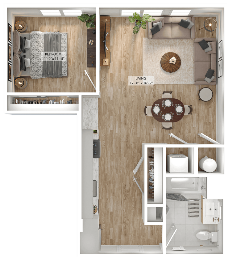 Floor Plan - 1 Bed/1 Bath-A7