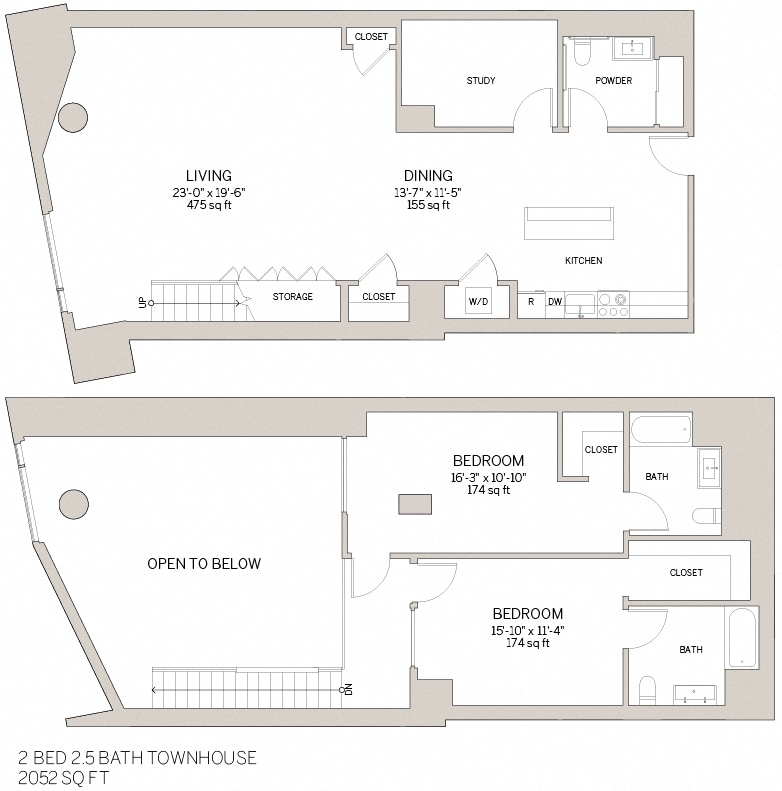Floor Plan - Two Bedroom Townhouse - Y