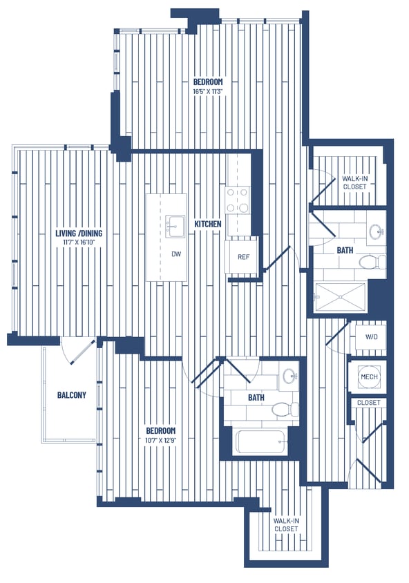Floor Plan - 2 Bed/2 Bath-H2F