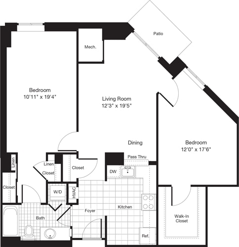 Floor Plan - 2 Bedrooms Y