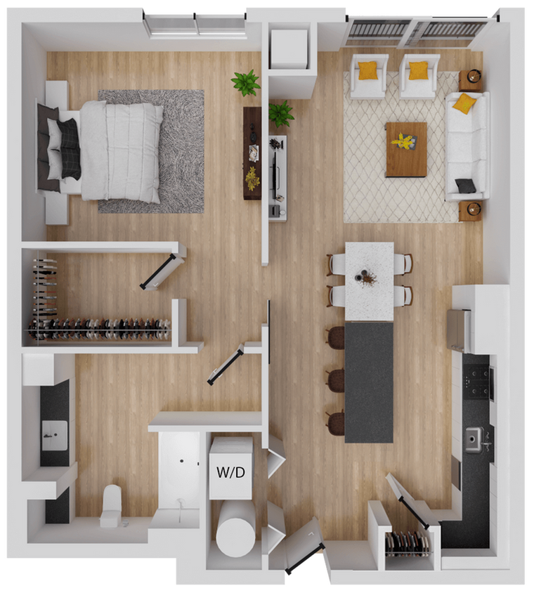 Gusto 4 - 792 square foot one bedroom, one bath apartment - Gusto 4