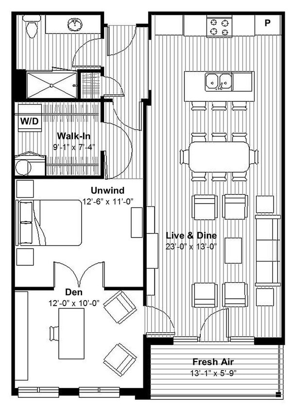 Chic 1 BR Den + Sunporch, Spa Shower - Chic 1 BR Den + Sunporch, Spa Shower