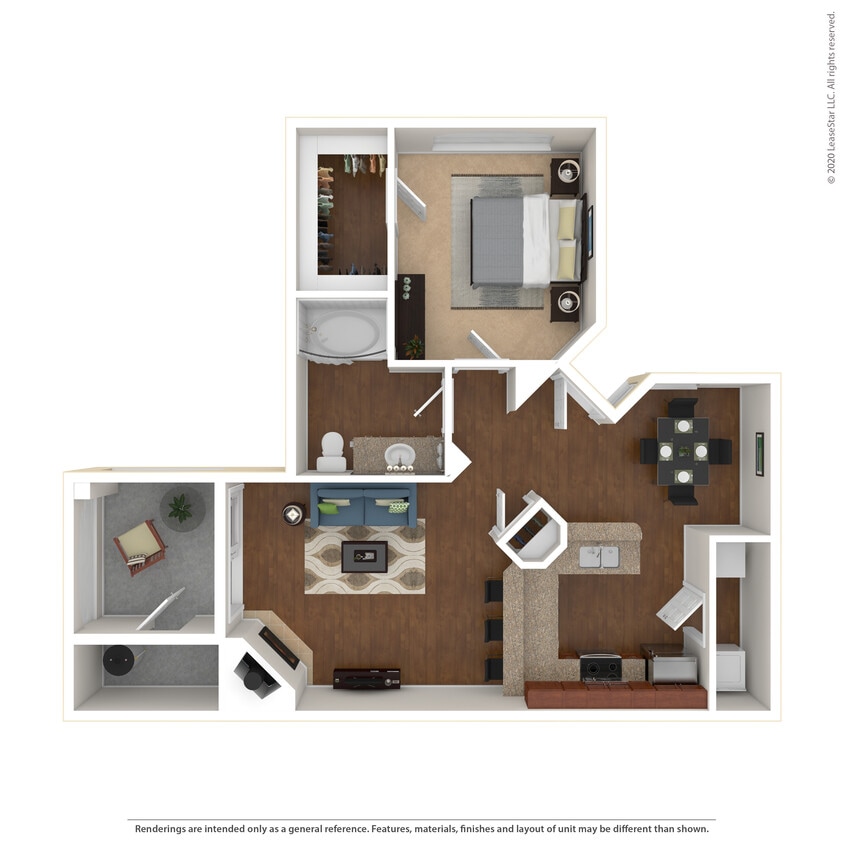 Floor Plan - 1 Bed 1 Bath 796 SqFt (695 Net)