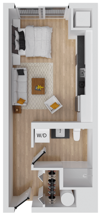 388 square foot studio apartment - Allegro 1