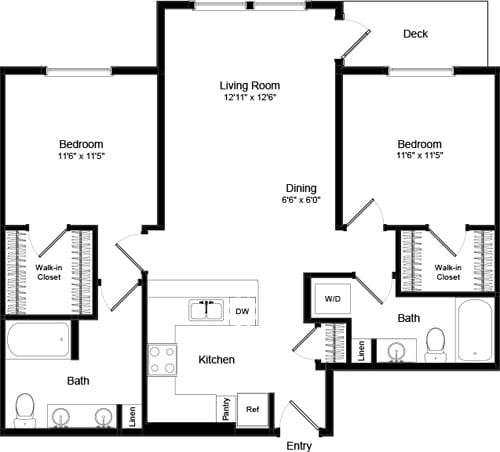 Floor Plan - Two Bed B-3 - Phase III