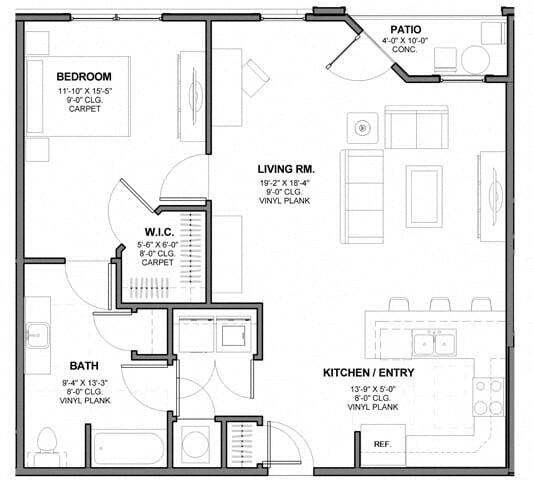 Floor Plan - One-Bedroom (A2)