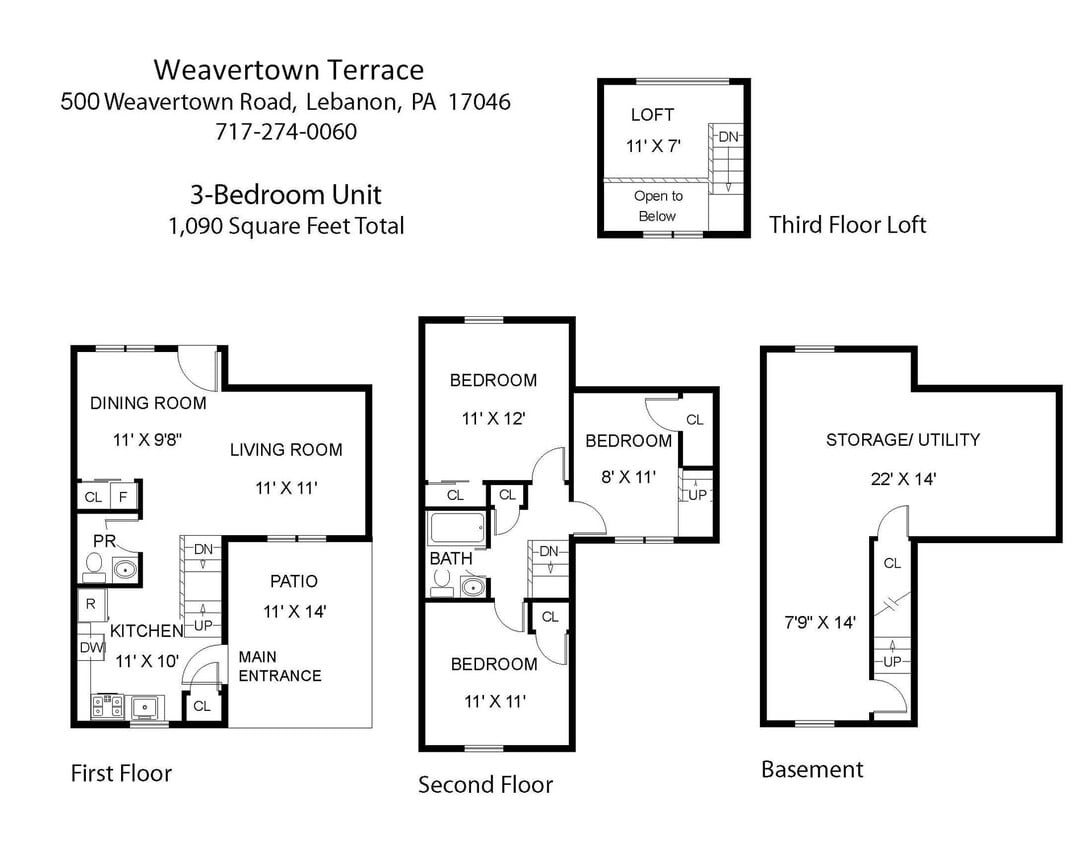 Floor Plan - Modern Townhome Community, Wash/Dryer/Assigned ...