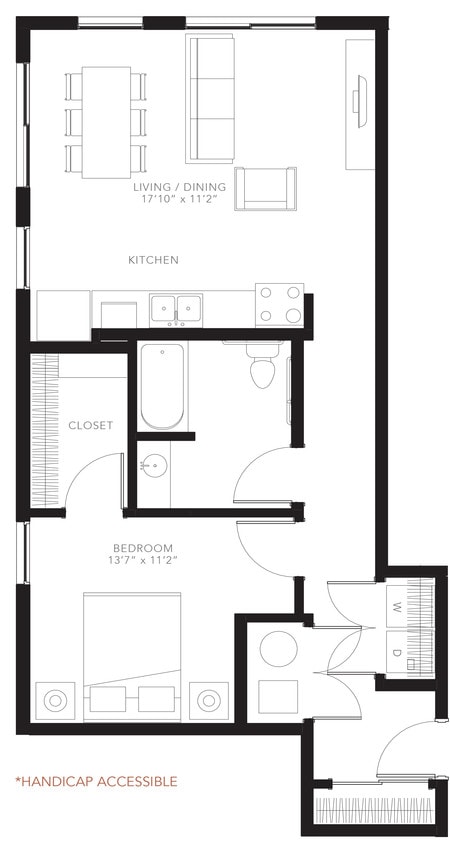 Floor Plan - 1BR-A8 ADA