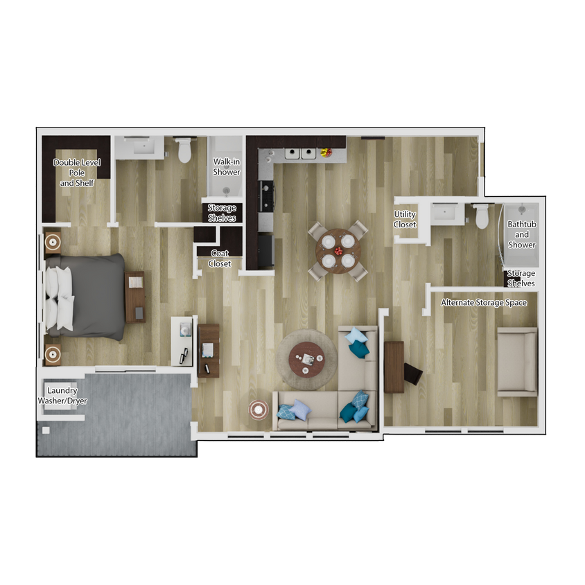 Floor Plan - 1 Bedroom 2 Bathroom w/ Den