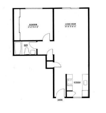 Floor Plan - 1 Bed 1 Bath