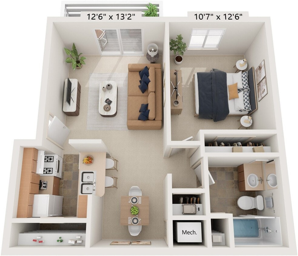 Floor Plan - Alpine One Bedroom