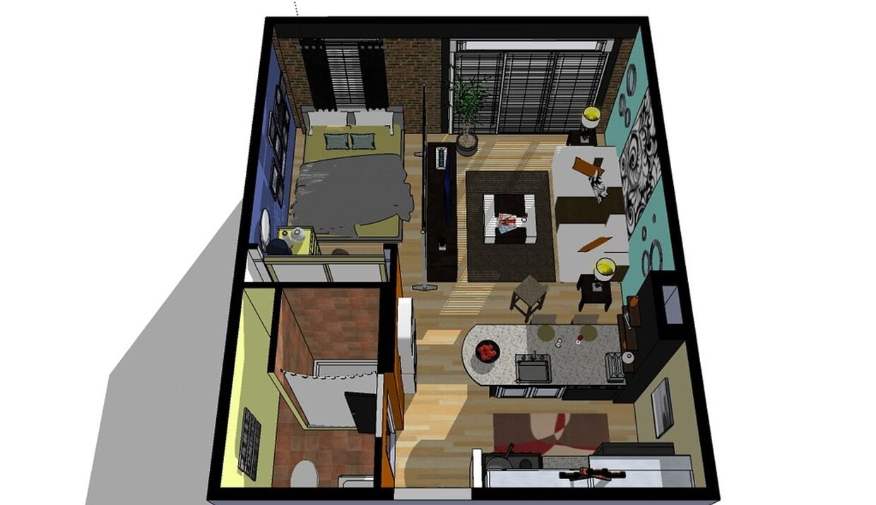 Floor Plan - The Aldor - Studio w/ Juliet Balcony