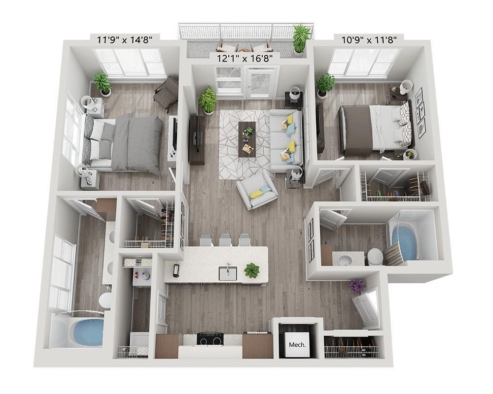 Floor Plan - Two Bedroom B2A