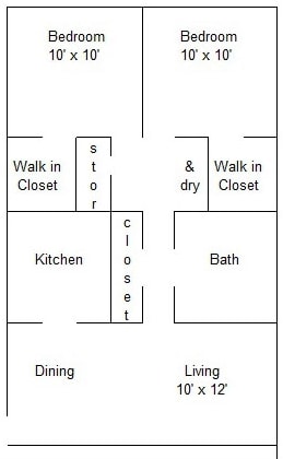 2BR/1BA - 2 Bedroom 2 Bath