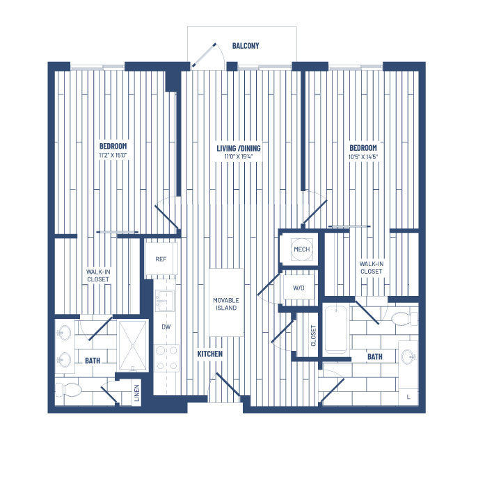 Floor Plan - 2 Bed/2 Bath-HP2