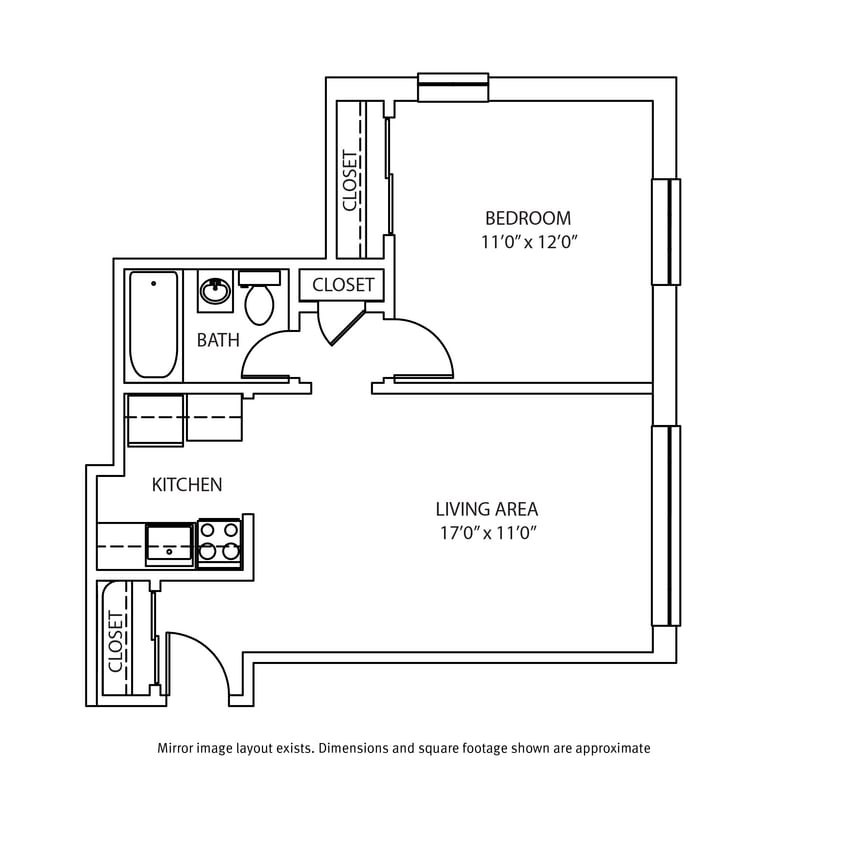Floor Plan - 1 Bedroom / 1 Bath