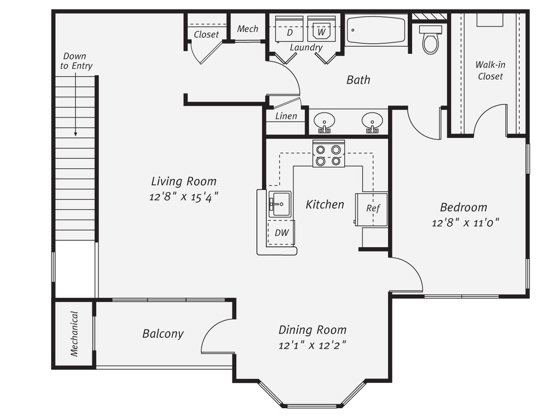 Floor Plan - 1 Bed/1 Bath-Watson