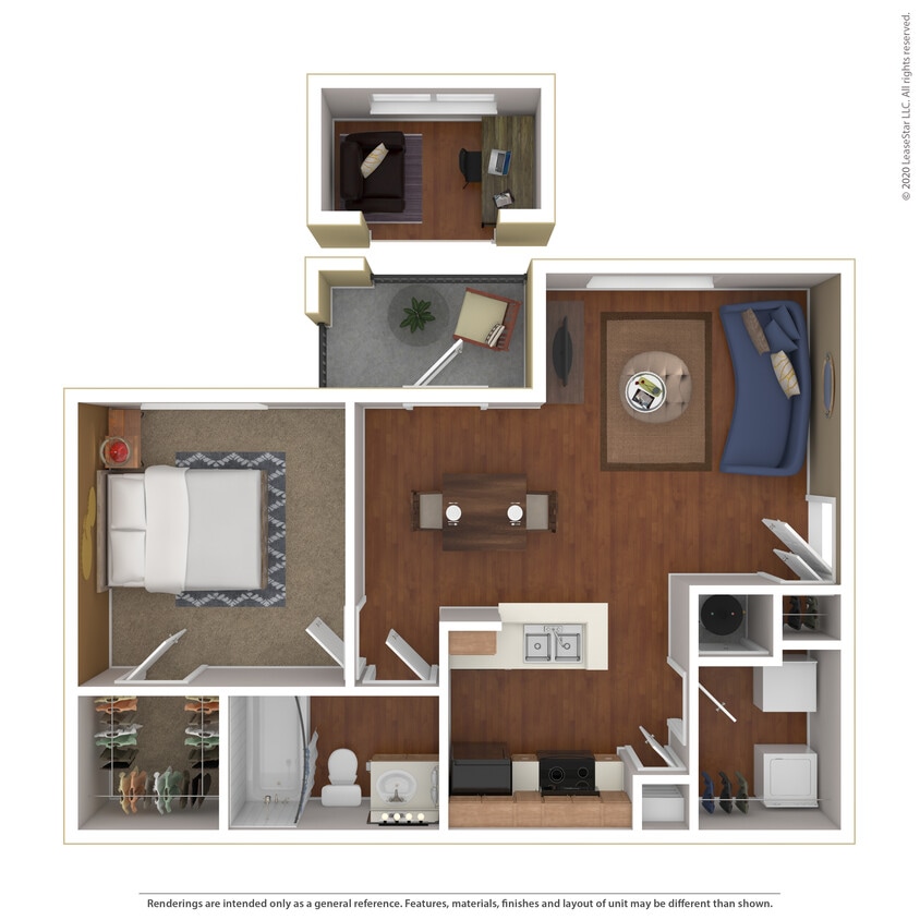 Floor Plan - 1 Bed 1 Bath 678 SqFt (678 Net)